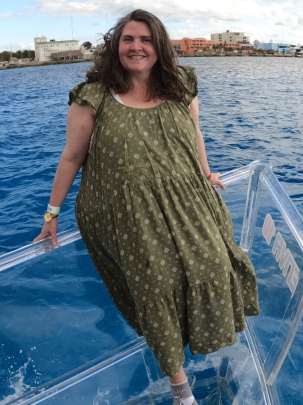 Sage Green Bohemian Tiered Midi Dress in Plus Size by Dip